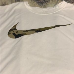 Nike Dry fit shirt with a camo swoosh